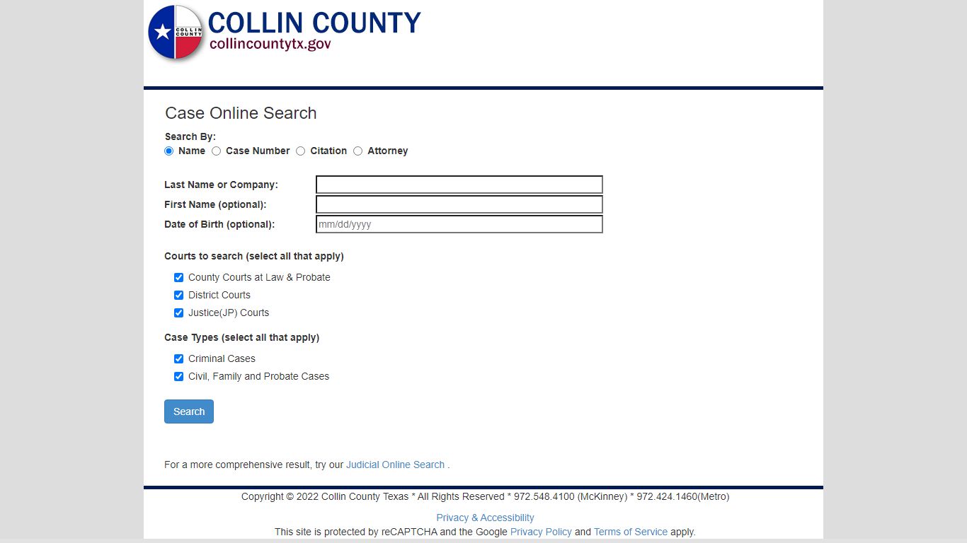 Judicial Online Search - collincountytx.gov